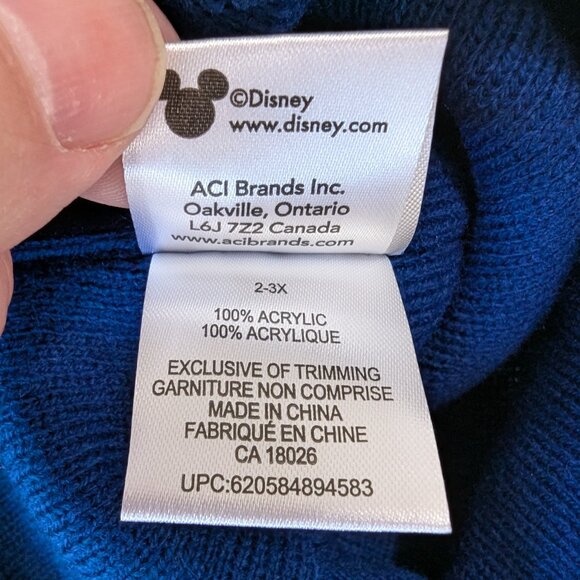 New Mickey Mouse Blue Pom Beanie hat with mini stretch gloves - Picture 4 of 7